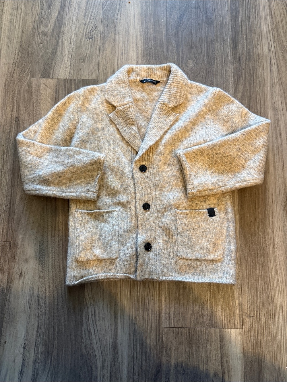 Mayoral Beige Cream Shawl Collar Button Cardigan
